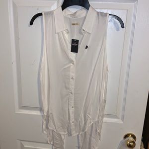Hollister White Tank Top w Slit Back
